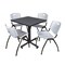 Kobe Kobe Square Table & Chair Set, Wood, Metal, Plastic Top, Grey TKB3030GY47GY - alternate 1